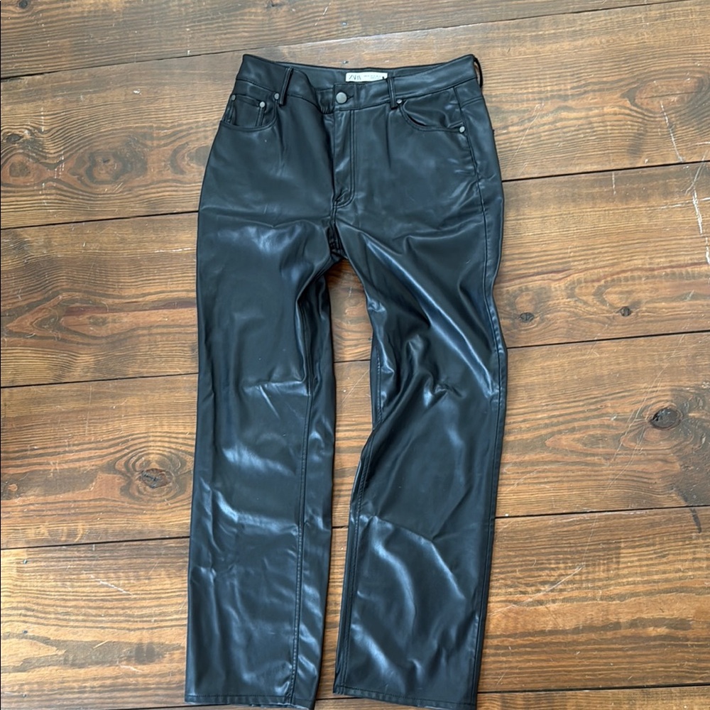 Zara Size 10 Black Leather Pants